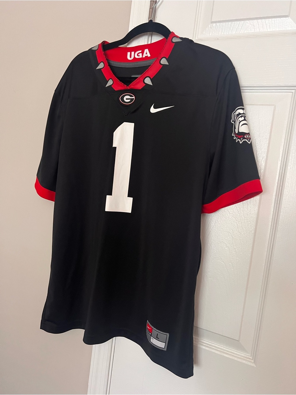 Nike Georgia Bulldogs Black & Red #1 Football Jersey